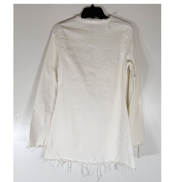 Marques ' Almeida White Denim Tunic / Mini Dress with Frayed Trim Womens Size XS - Picture 3 of 6